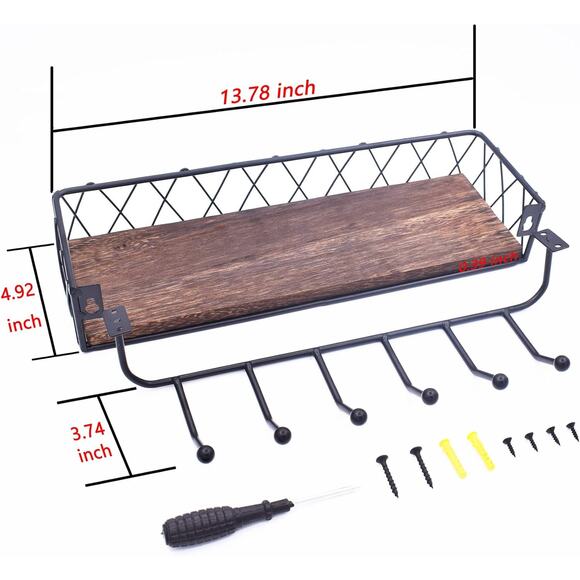 Molaxhome Wall Mounted Storage Shelves, (Brown, W4.9xL13.7) - Picture 2 of 4